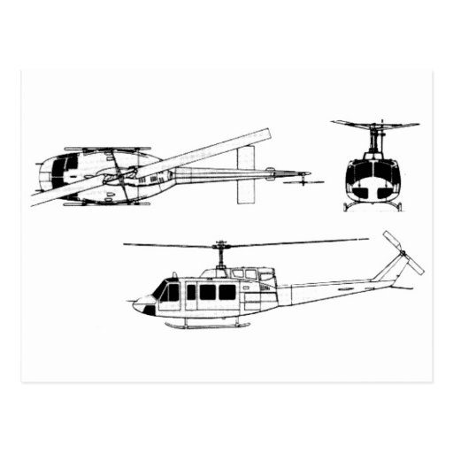 UH1 Huey Blueprint (Iriquois) Postcard | Zazzle