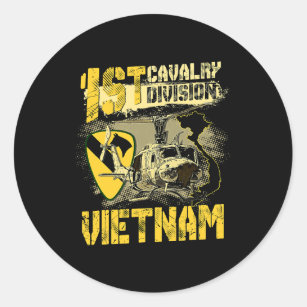 Uh1 Huey Helicopter 1st Cavalry Division Vietnam V Classic Round Sticker