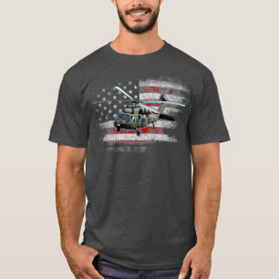 UH60 Black Hawk Helicopter Vintage Flag Veteran T-Shirt