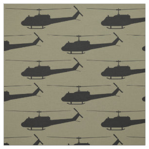 UH-1 Huey Black Silhouette Fabric
