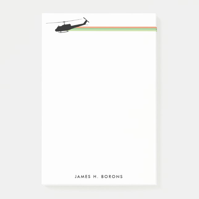 UH-1 Huey Helicopter Striped Customize Notepad (Front)