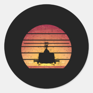 Uh-1 Huey Helicopter Style Vietnam Chopper Classic Round Sticker