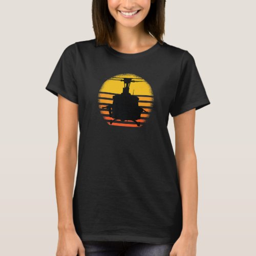 Uh 1 Huey Helicopter With Sunset Vintage Of Vietna T_Shirt