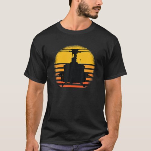 UH_1 Huey Helicopter With Sunset Vintage Of Vietna T_Shirt