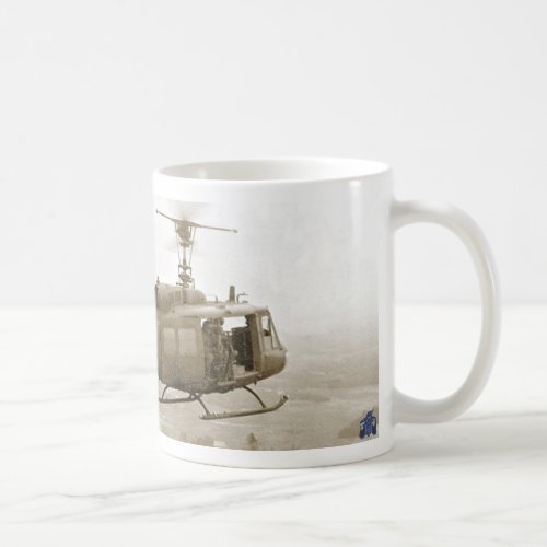 UH_1 Huey over Vietnam rice paddies mug