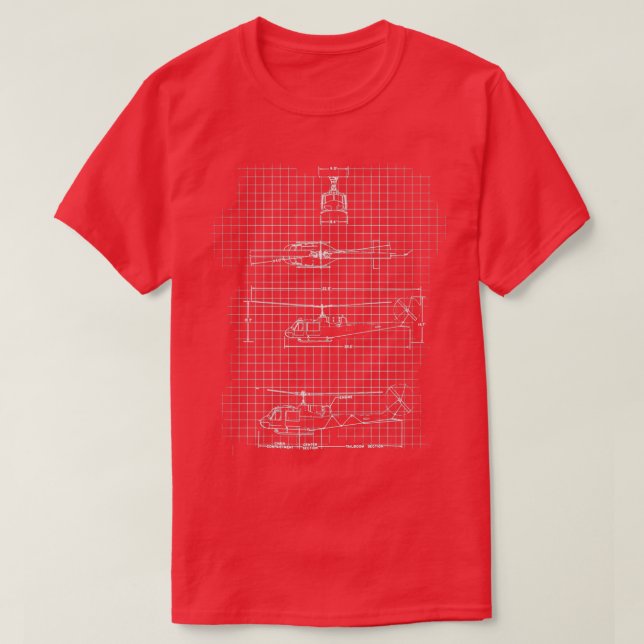 UH 1E 140 Huey Medical Evacuation Helicopter  T-Shirt (Design Front)