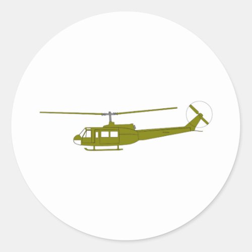 UH_1H Huey Utility Helicopter Classic Round Sticker