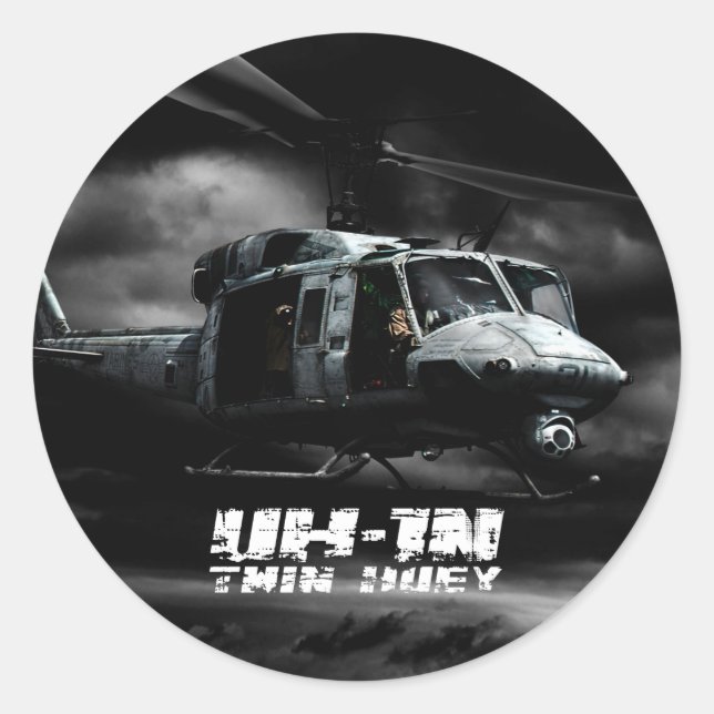 UH-1N Twin Huey Classic Round Sticker (Front)