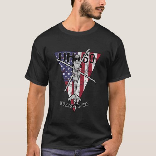Uh_60 Black Hawk Military Helicopter Patriotic Vin T_Shirt