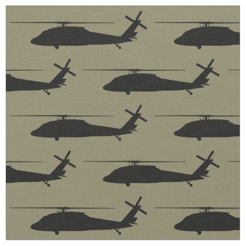 UH_60 BlackHawk Helicopter Black Silhouette Fabric