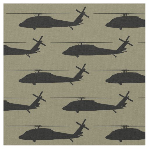 UH-60 BlackHawk Helicopter Black Silhouette Fabric