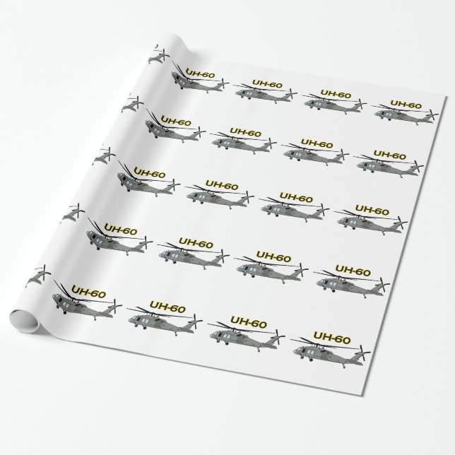 Uh Sixty Black Hawk Wrapping Paper (Unrolled)