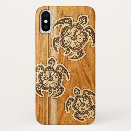 Uhane Honu Faux Wood Hawaiian Turtle iPhone X Case