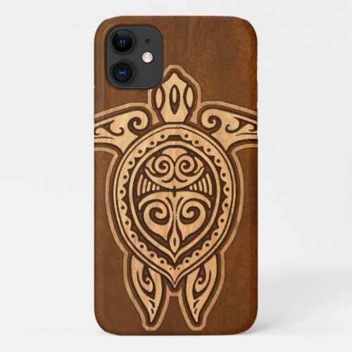 Uhane Honu Faux Wood Hawaiian Turtle iPhone 11 Case