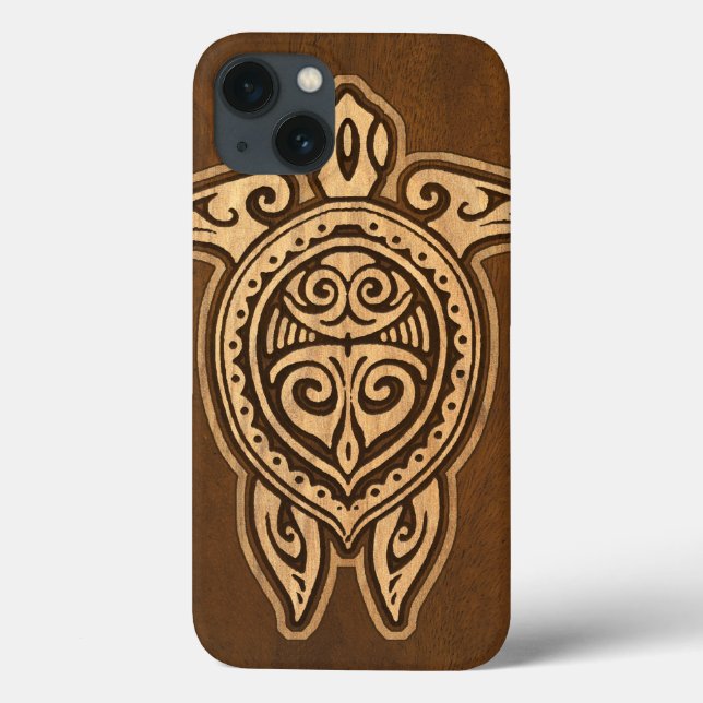 Uhane Honu Faux Wood Hawaiian Turtle iPad Air Case (Back)