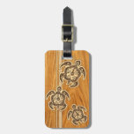 Uhane Honu Faux Wood Hawaiian Turtle Luggage Tags at Zazzle