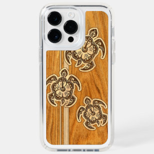 Uhane Honu Faux Wood Hawaiian Turtle Speck iPhone 14 Pro Max Case