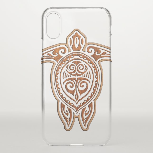 Uhane Honu Faux Wood Hawaiian Turtles Uncommon iPhone Case (Back)
