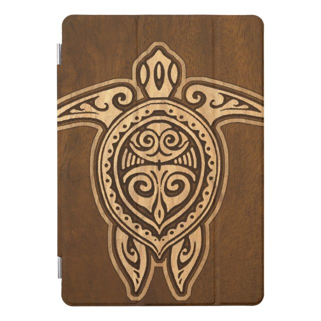 Uhane Honu FauxWood Hawaiian Turtle iPadSmartCover iPad Pro Cover (Front)