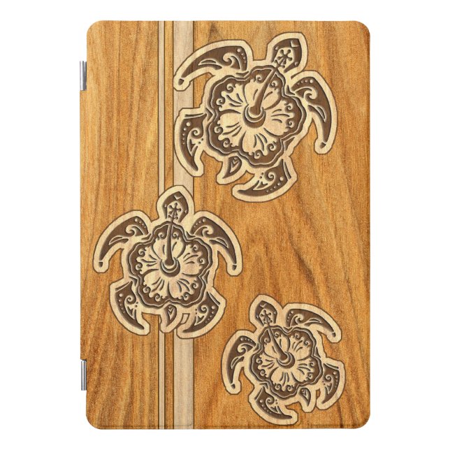Uhane Honu FauxWood Hawaiian Turtle iPadSmartCover iPad Pro Cover (Front)