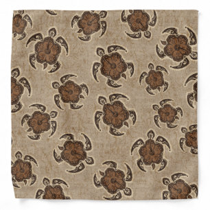 Uhane Honu Hibiscus Batik Hawaiian Turtle Bandana