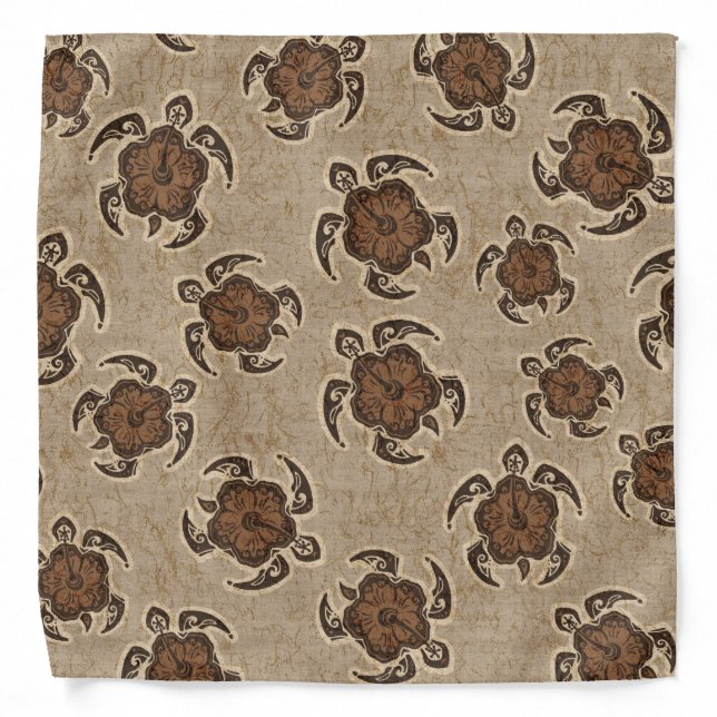 Uhane Honu Hibiscus Batik Hawaiian Turtle Bandana (Front)