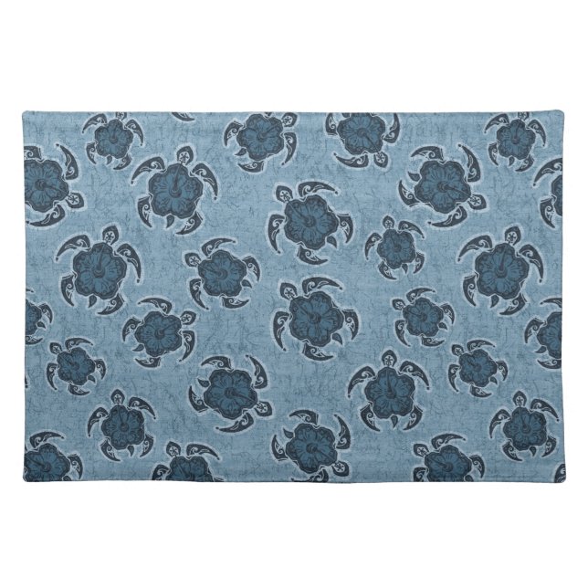 Uhane Honu Hibiscus Batik Hawaiian Turtle Cloth Placemat (Front)
