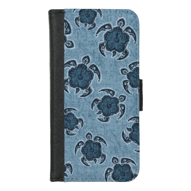 Uhane Honu Hibiscus Batik Hawaiian Turtle iPhone Wallet Case (Front)