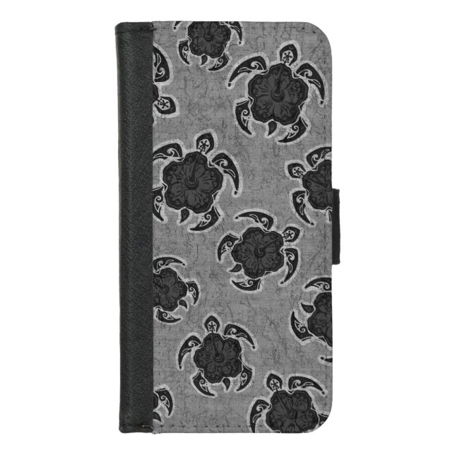Uhane Honu Hibiscus Batik Hawaiian Turtle iPhone Wallet Case (Front)