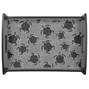 Uhane Honu Hibiscus Batik Hawaiian Turtle Serving Tray