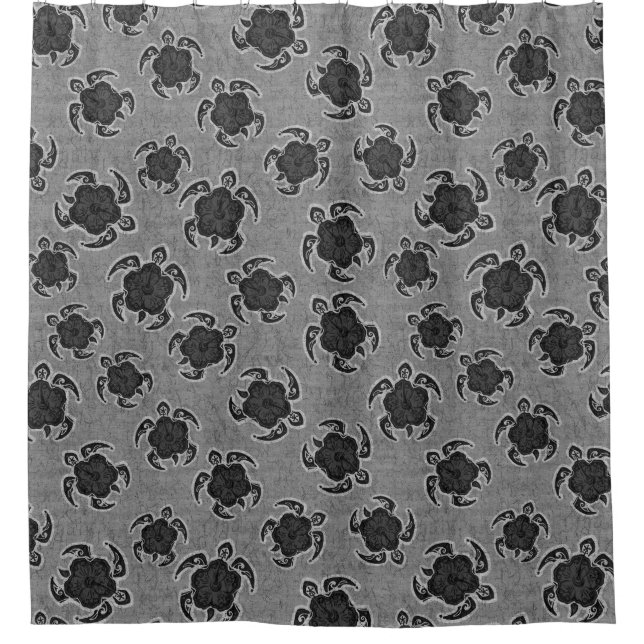 Uhane Honu Hibiscus Batik Hawaiian Turtle Shower Curtain (Front)
