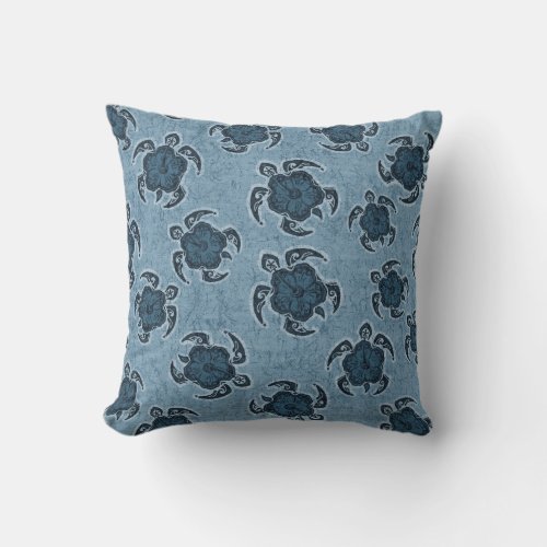 Uhane Honu Hibiscus Batik Hawaiian Turtle Throw Pillow