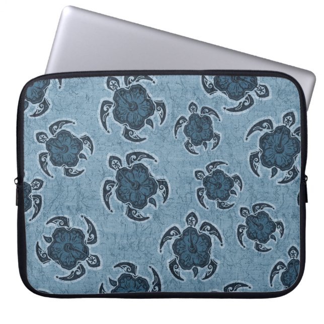 Uhane Honu Hibiscus Batik Hawaiian Turtle Wetsuit Laptop Sleeve (Front)