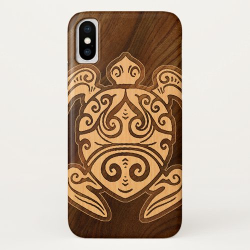 Uhane ui Honu Faux Wood Hawaiian Turtle iPhone X Case