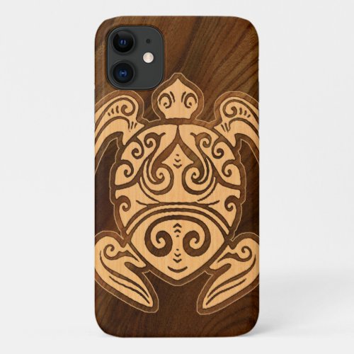 Uhane ui Honu Faux Wood Hawaiian Turtle iPhone 11 Case