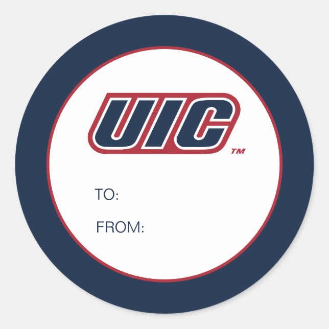 UIC Flames Classic Round Sticker (Front)