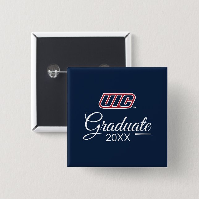 UIC Flames Graduate Button (Front & Back)