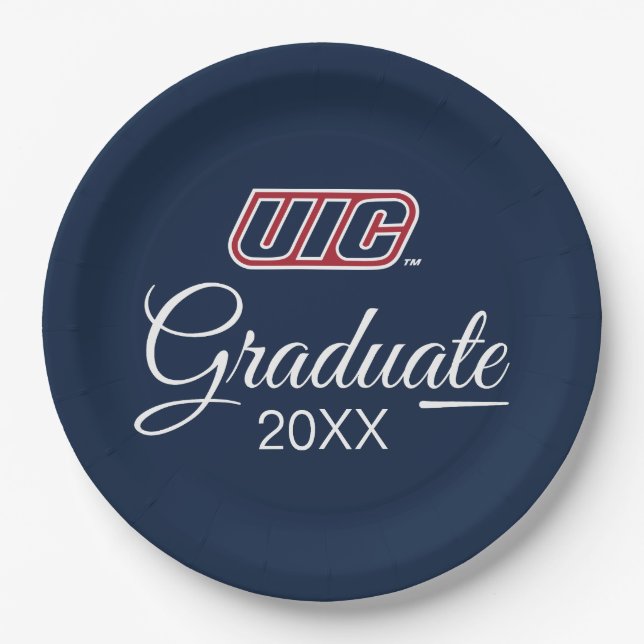 UIC Flames Graduate Paper Plates (Front)