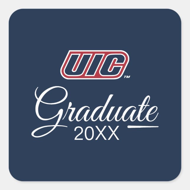 UIC Flames Graduate Square Sticker (Front)