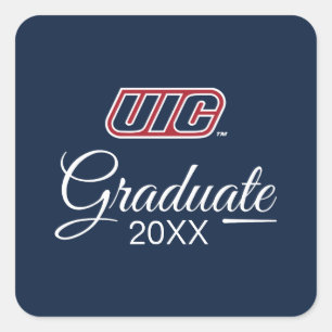 UIC Flames Graduate Square Sticker