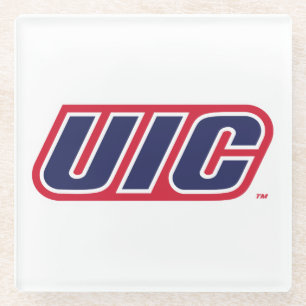 UIC Flames Spirit Logo Glass Coaster
