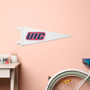 UIC Flames Spirit Logo Pennant Flag