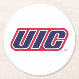 UIC Flames Spirit Logo Round Paper Coaster