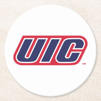 UIC Flames Spirit Logo Round Paper Coaster