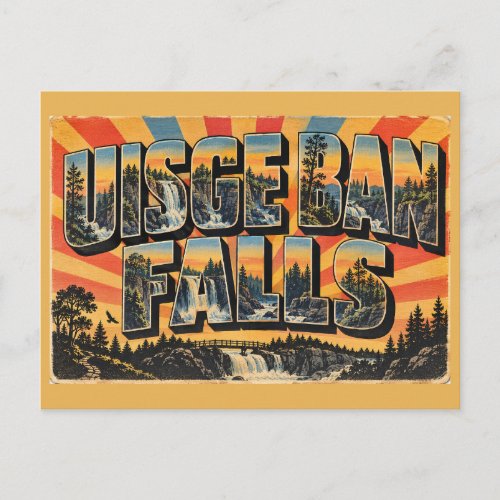 Uisge Ban Falls NS Waterfall Granite Gorge Art Postcard