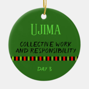 Ujima - Kwanzaa Day 3 Green Ceramic Ornament