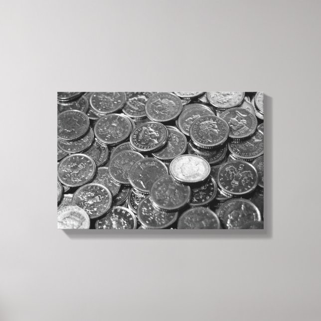 UK 5-pence piece coins Canvas Print (Front)
