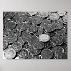 UK 5-pence piece coins Poster