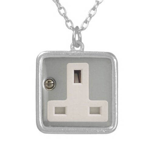 UK AC BS 1363 Plug Socket British Standard Silver Plated Necklace