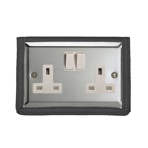 UK AC BS 1363 Plug Socket British Standard Trifold Wallet